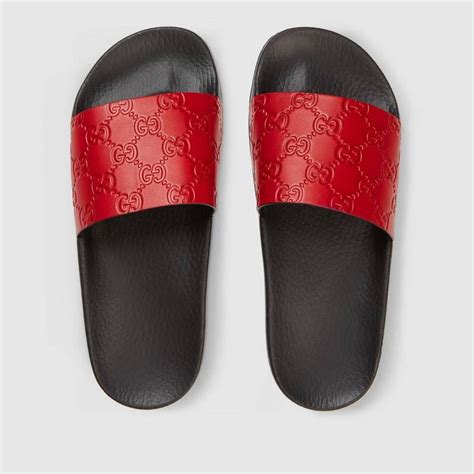 red gucci slides with fur|Gucci slides size 11.